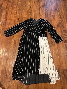 Black & White Striped Midi Dress by INC International Concepts